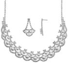 Crystal Allure Silver-plated Necklace And Drop Earring Set, Women's, Size: 12, White