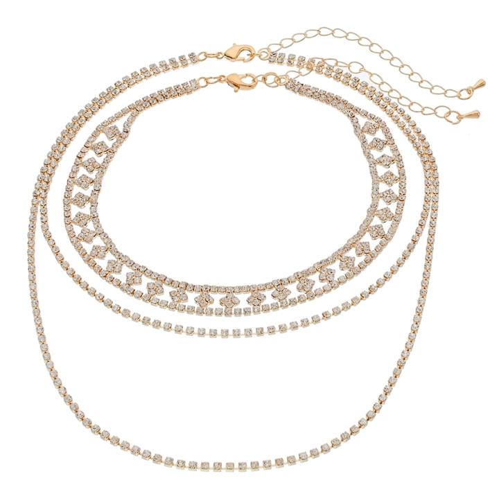 Crystal Avenue Choker & Double Strand Necklace Set, Women's, Size: 11.5, Yellow