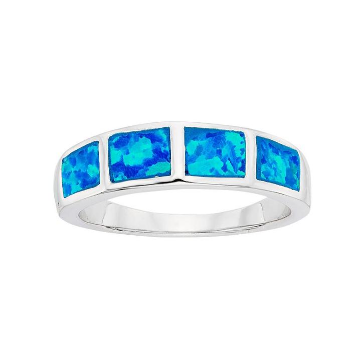 Lab-created Blue Opal Sterling Silver Ring, Women's, Size: 9