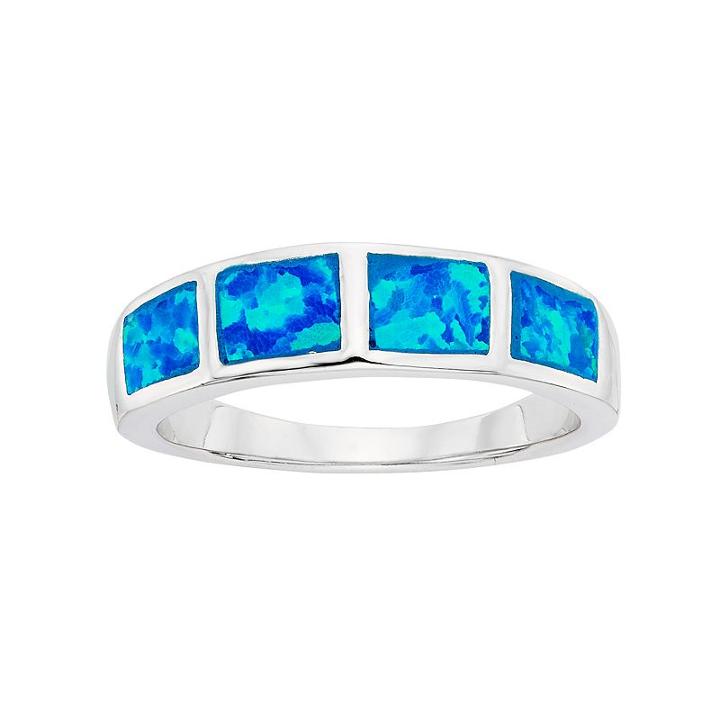 Lab-created Blue Opal Sterling Silver Ring, Women's, Size: 9
