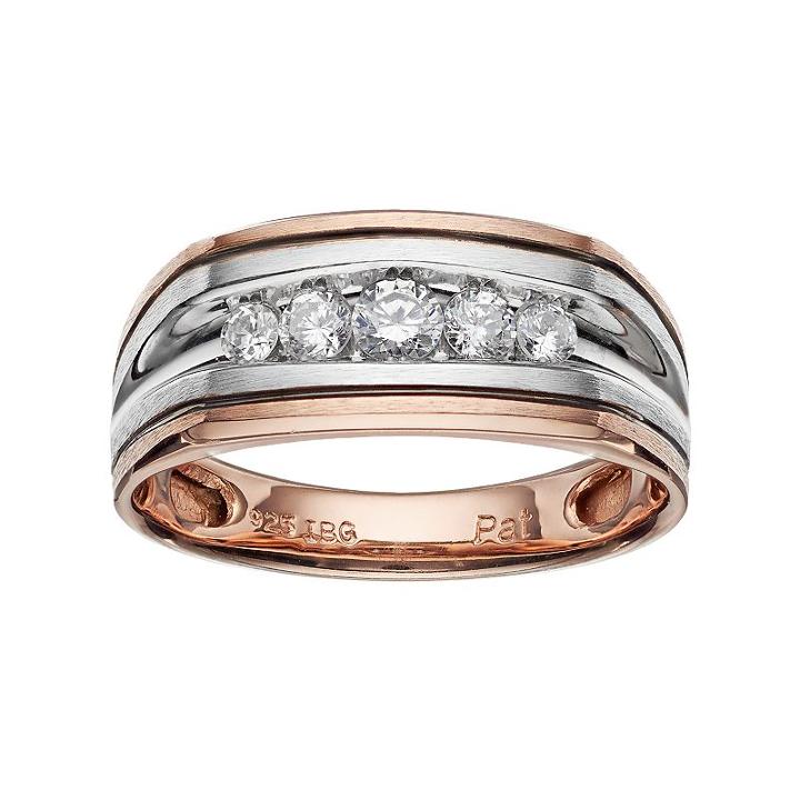Men's Two Tone 10k Gold 1/2 Carat T.w. Diamond Wedding Band, Size: 10, White