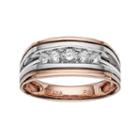 Men's Two Tone 10k Gold 1/2 Carat T.w. Diamond Wedding Band, Size: 10, White