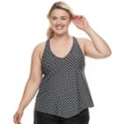 Plus Size Croft & Barrow&reg; Geometric X-back Tankini Top, Women's, Size: 18 W, Oxford