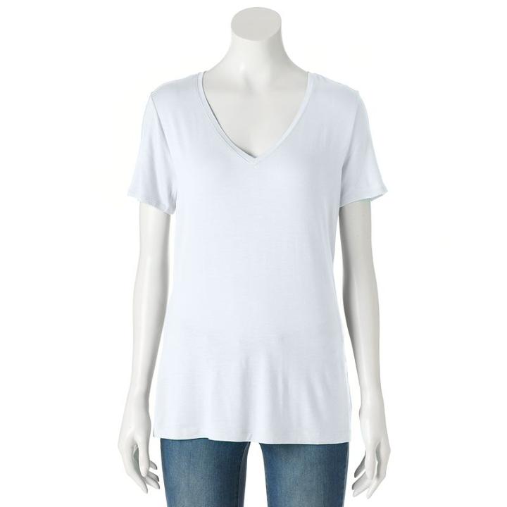 Women's Apt. 9&reg; Essential V-neck Tee, Size: Small, White