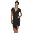 Juniors' Almost Famous Short Sleeve Wrap Dress, Teens, Size: Large, Black