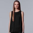 Women's Simply Vera Vera Wang Pleated Swing Tank, Size: Medium, Black