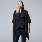 Plus Size Simply Vera Vera Wang Ribbed Wrap Cardigan, Women's, Size: 3xl, Dark Grey