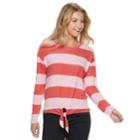 Juniors' Cloud Chaser Striped Tie Front Tee, Teens, Size: Xs, Red