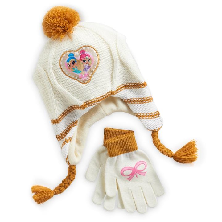 Girls 4-16 Shimmer & Shine Fleece-lined Knit Hat & Gloves Set, Natural