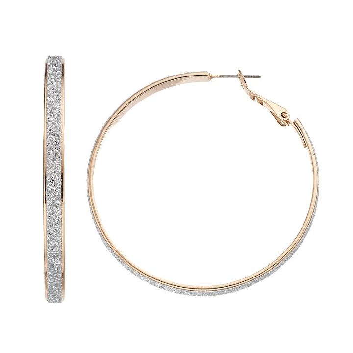 Apt. 9&reg; Glittery Hoop Earrings, Women's, Brt Pink