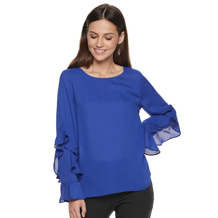 Women's Apt. 9&reg; Tiered Ruffle Top, Size: Xl, Med Blue