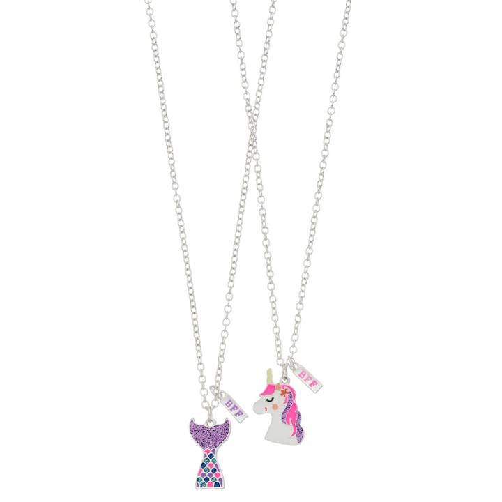 Girls 4-16 Elli By Capelli Unicorn & Mermaid Tail Best Friends Necklace Set, Multi