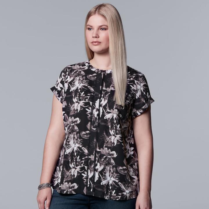 Plus Size Simply Vera Vera Wang Essential Popover Top, Women's, Size: 3xl, Oxford