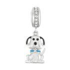 Hsus Sterling Silver Crystal Dog Charm, Women's, White