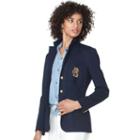 Petite Chaps Crest Button-down Blazer, Women's, Size: 4 Petite, Blue (navy)
