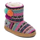 Dearfoams Girls' Patterned Sweater Knit Bootie, Size: 11-12, Brt Purple