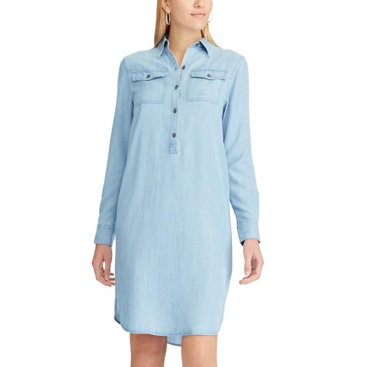 Petite Chaps Jean Shirt Dress, Women's, Size: Xl Petite, Blue