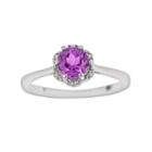 Sterling Silver Amethyst Scalloped Frame Ring, Women's, Size: 6, Purple