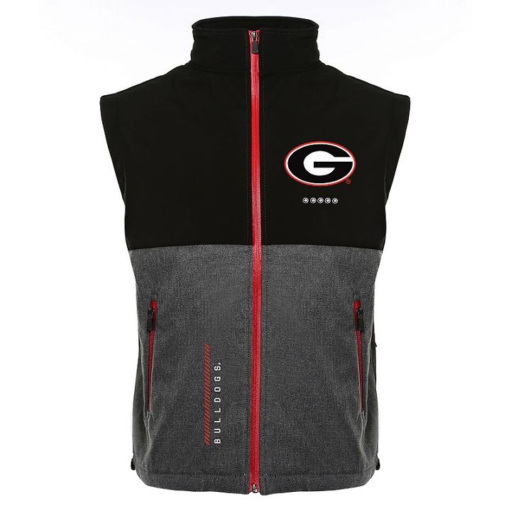 Men's Franchise Club Georgia Bulldogs Fusion Softshell Vest, Size: Large, Black