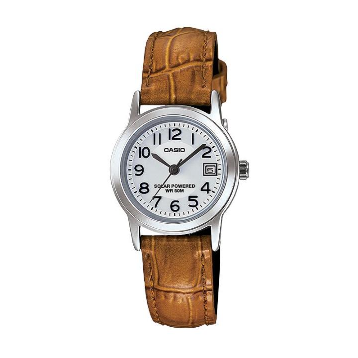 Casio Women's Classic Leather Solar Watch - Ltps100l-7b2vcf, Brown