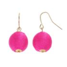 Pink Threaded Ball Drop Earrings, Women's