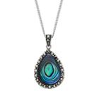 Tori Hill Abalone And Marcasite Sterling Silver Teardrop Pendant Necklace, Women's, White