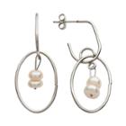 Steel City Stainless Steel Simulated Pearl Hoop Drop Earrings, Women's, White