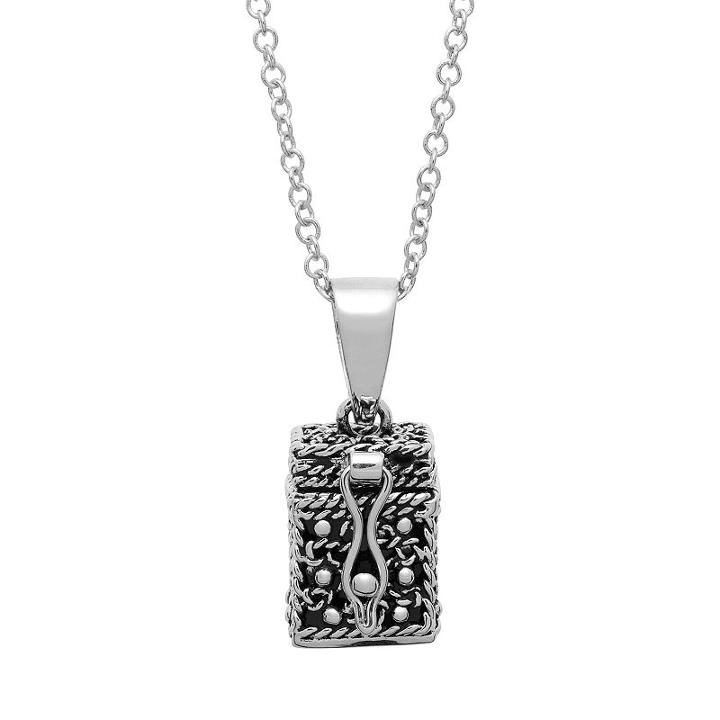 Silver Tone Prayer Keeper Box Locket Necklace, Women's, Size: 18, Grey