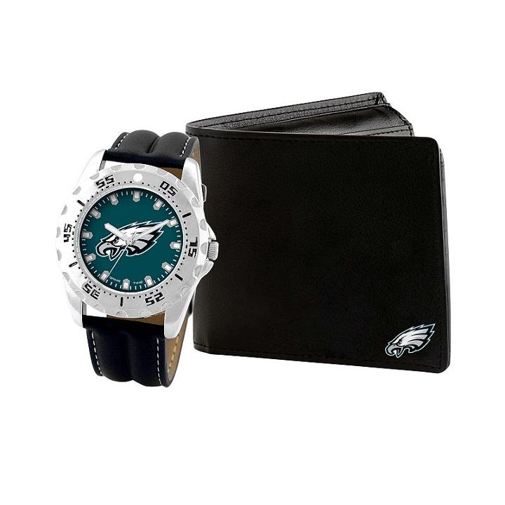 Game Time, Men's Philadelphia Eagles Watch & Wallet Set - Black