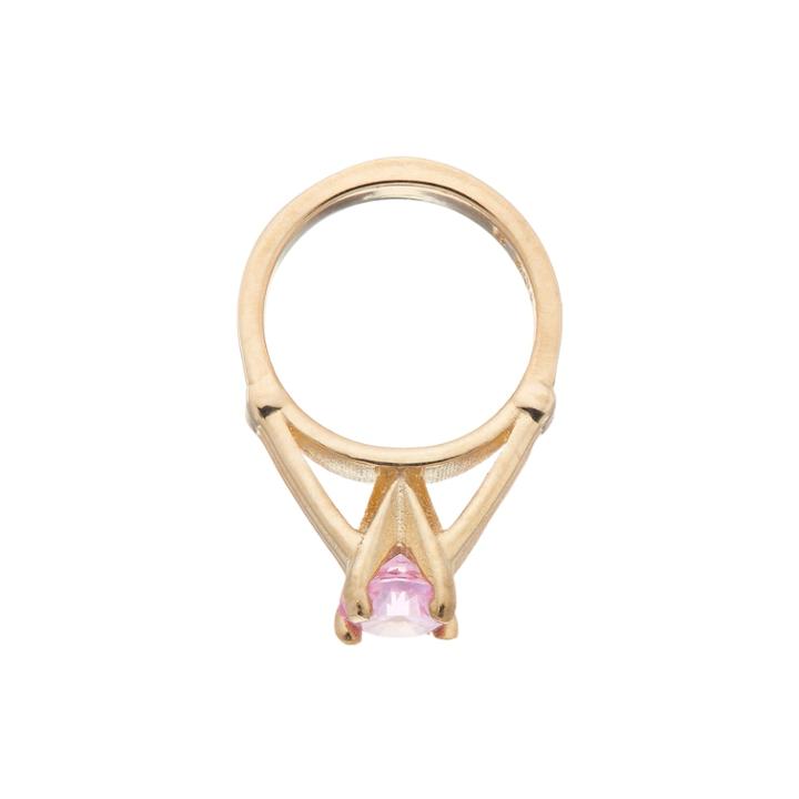 My Petite Ring 10k Gold Cubic Zirconia Birthstone Ring Charm, Women's, Pink