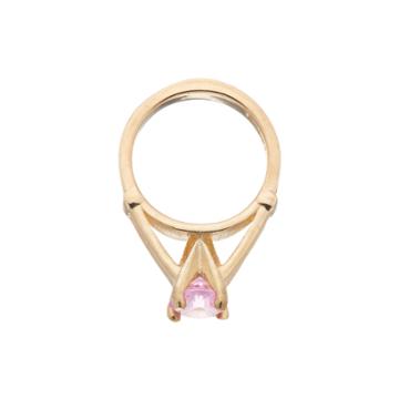 My Petite Ring 10k Gold Cubic Zirconia Birthstone Ring Charm, Women's, Pink