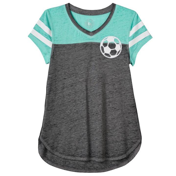 Girls 7-16 & Plus Size So&reg; Burnout Blocked Tee, Girl's, Size: 14, Light Grey