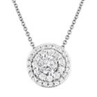 Diamonluxe Sterling Silver Cubic Zirconia Halo Pendant, Women's, Size: 18, White