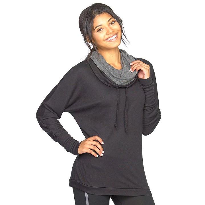 Women's Colosseum Double Tempo 2.0 Cowlneck Top, Size: Large, Black