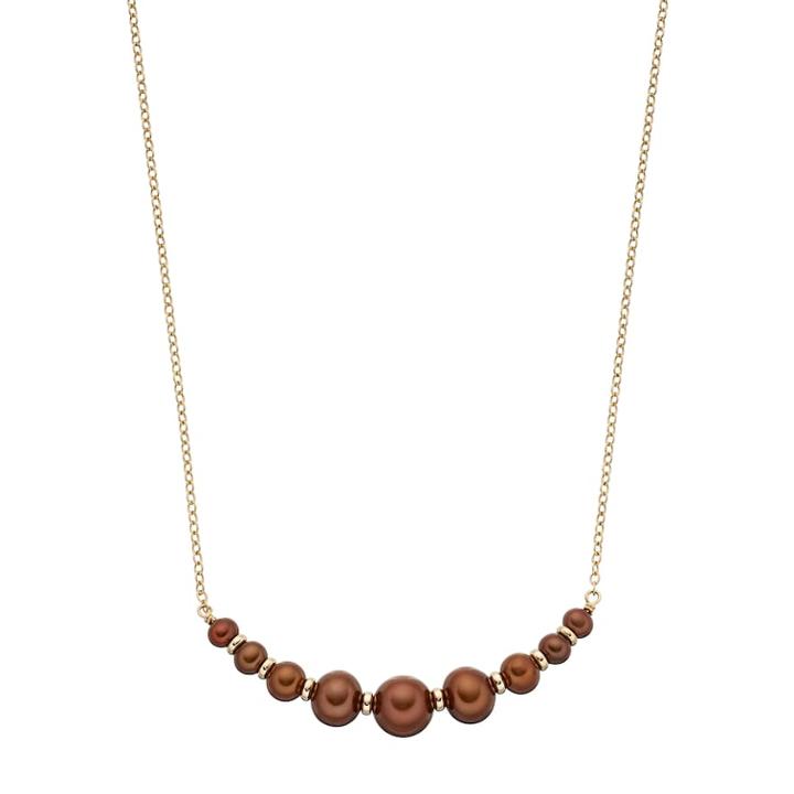 14k Gold Dyed Brown Freshwater Cultured Pearl Rondelle Curved Bar Necklace, Women's, Size: 18
