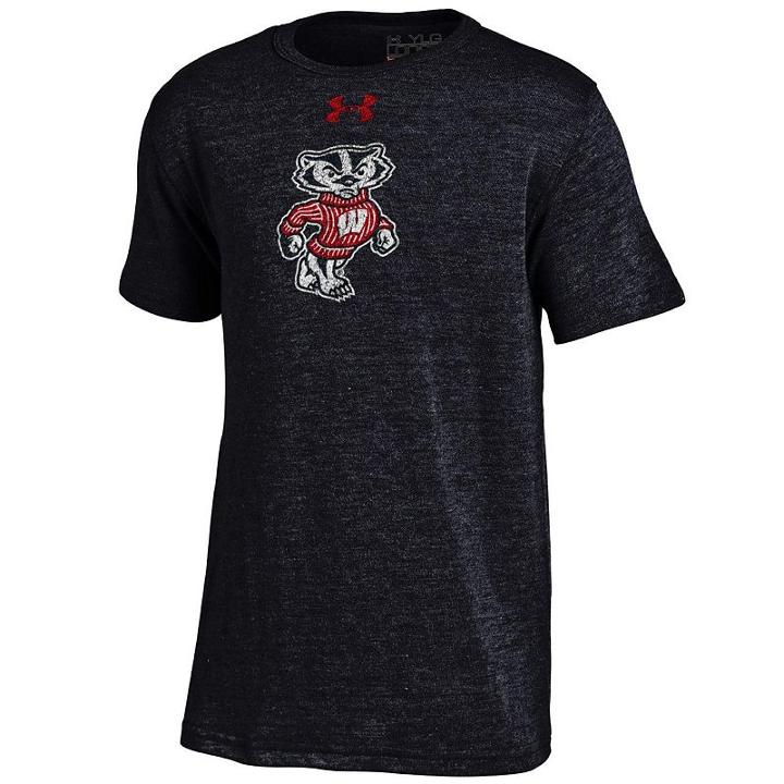 Boys 8-20 Under Armour Wisconsin Badgers Triblend Tee, Boy's, Size: Xl(18/20), Black