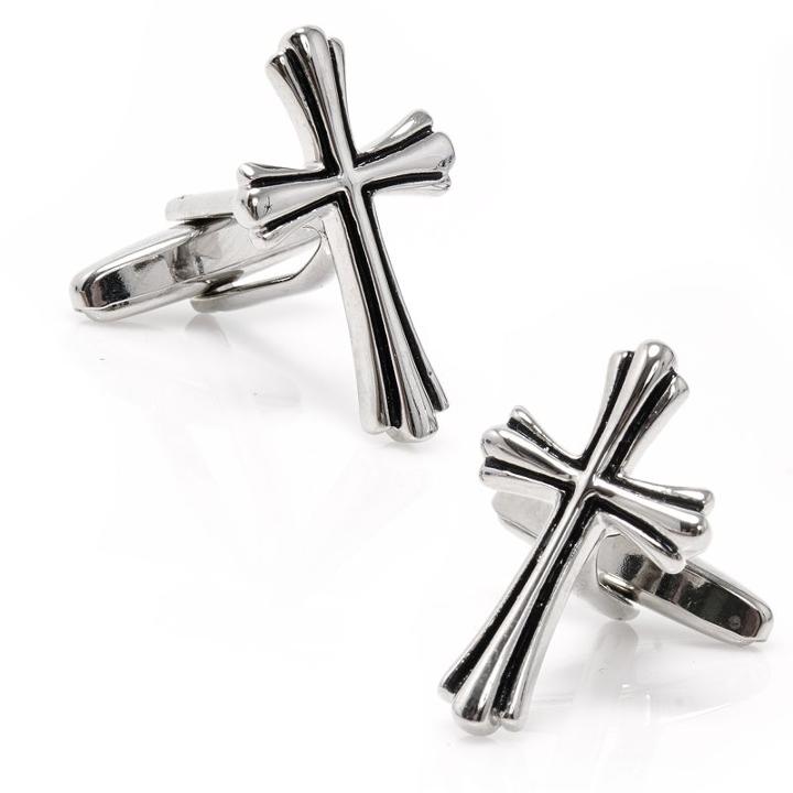 Silver Cross Cuff Links, Men's, Multicolor