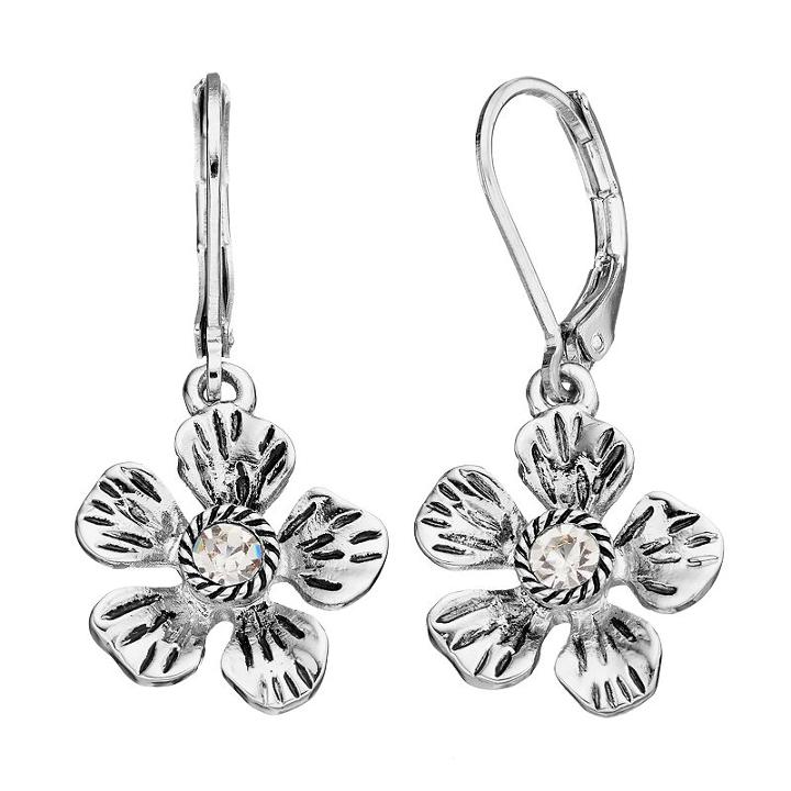 Napier Simulated Crystal Flower Nickel Free Drop Earrings, Women's, Silver