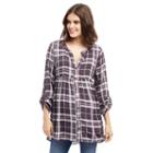 Maternity Oh Baby By Motherhood&trade; Plaid Babydoll Top, Women's, Size: Medium, Dark Grey