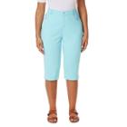 Plus Size Gloria Vanderbilt Amanda Embellished Skimmer Capris, Women's, Size: 18 W, Turquoise/blue (turq/aqua)