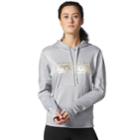 Women's Adidas Linear Metallic Graphic Pullover Hoodie, Size: Large, Med Grey