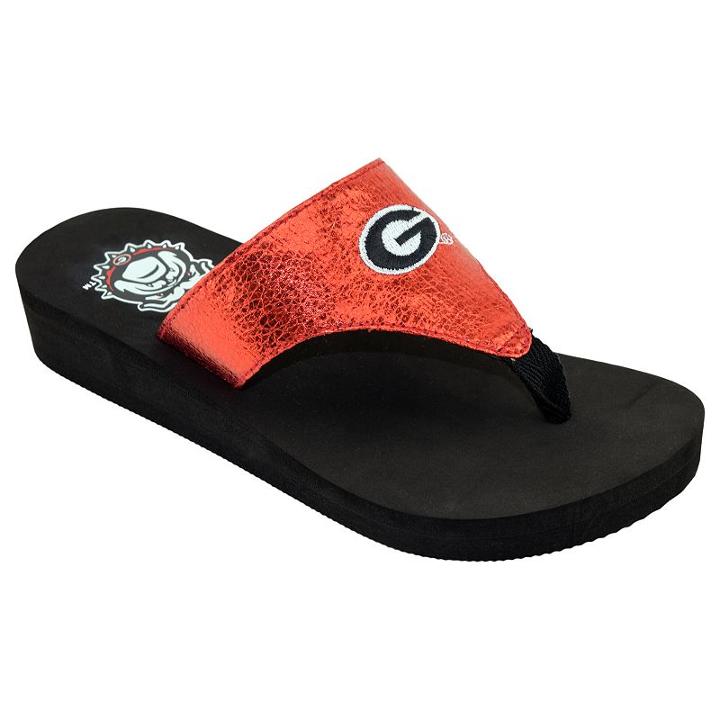 Women's Georgia Bulldogs Shine Platform Flip-flops, Size: Xl, Red