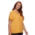 Plus Size Sonoma Goods For Life&trade; Embroidered Tie-sleeve Tee, Women's, Size: 1xl, Gold