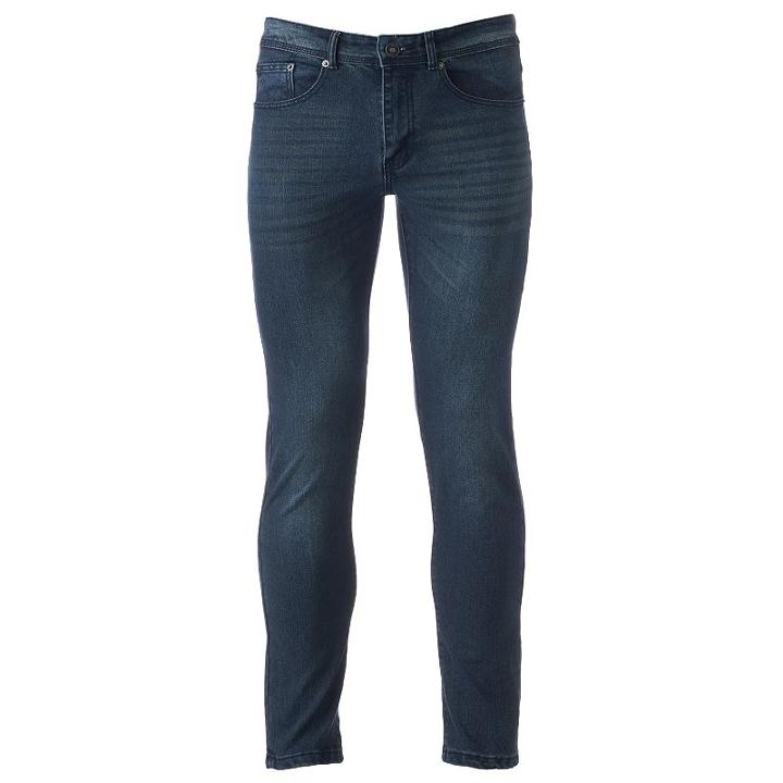 Men's Dusted Straight-leg Stretch Jeans, Size: 36x34, Med Blue