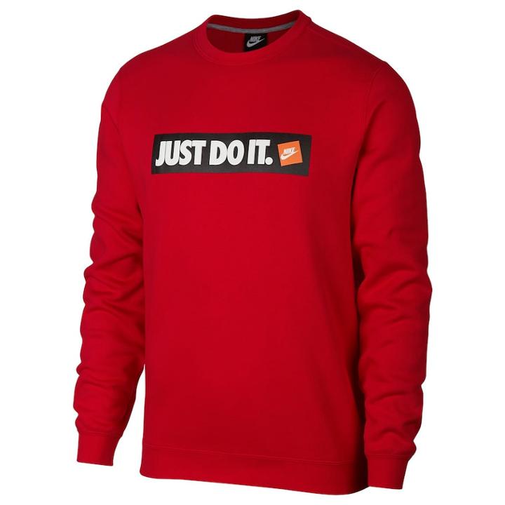 Men's Nike Just Do It Fleece Crew, Size: Large, Dark Pink