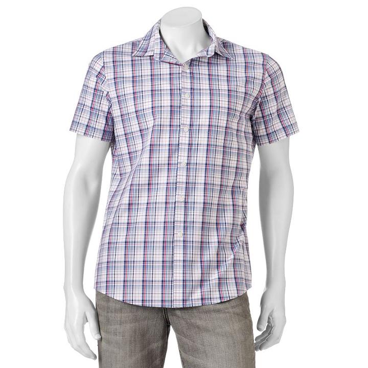 Men's Apt. 9&reg; Slim-fit Patterned Stretch Button-down Shirt, Size: Xxl Slim, Blue