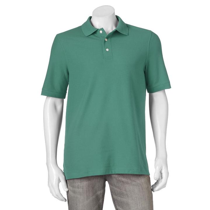 Men's Croft & Barrow&reg; Performance Tailored-fit Pique Polo, Size: Medium, Med Green