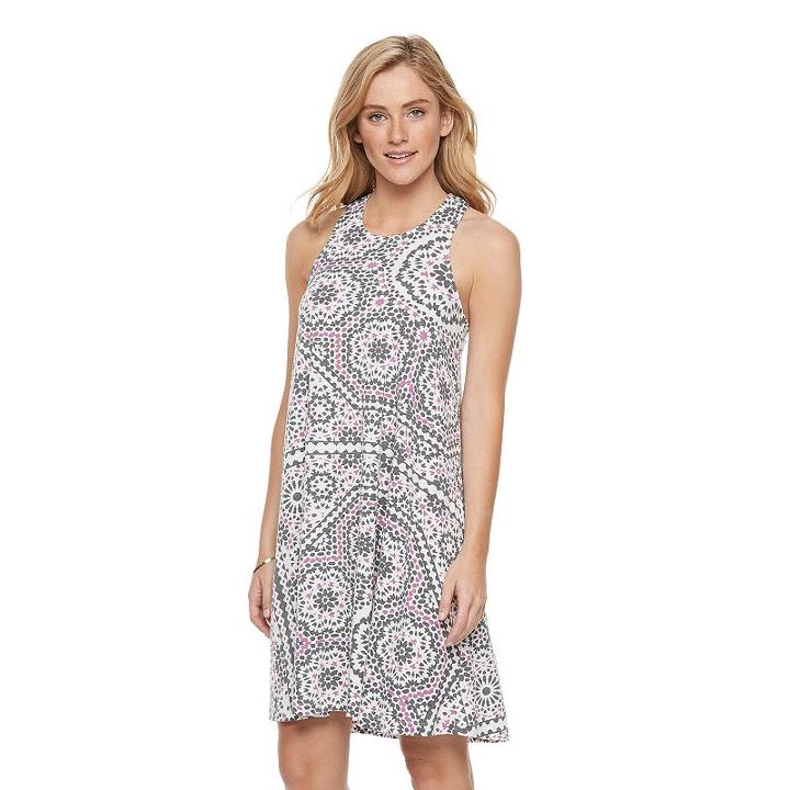 Sonoma Goods For Life, Women's &trade; Print Racerback Tank Dress, Size: Large, White Oth