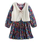 Girls 4-6x Nannette Printed Dress & Vest Set, Size: 4, Red