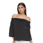 Women's Jennifer Lopez Crochet Off-the-shoulder Top, Size: Xxl, Black